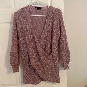 Express sweater, v neck, light purple heather, XS